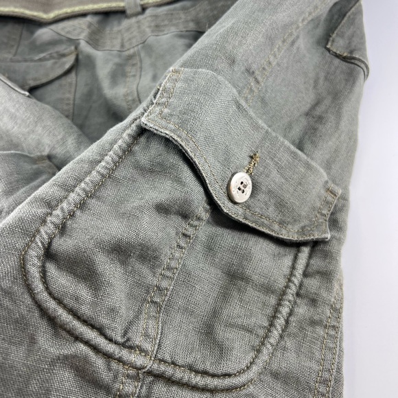 Mur Mur Shorts Size M Green 100% Linen Cargo Shorts W/Belt Anthropology #0058 - Picture 11 of 12